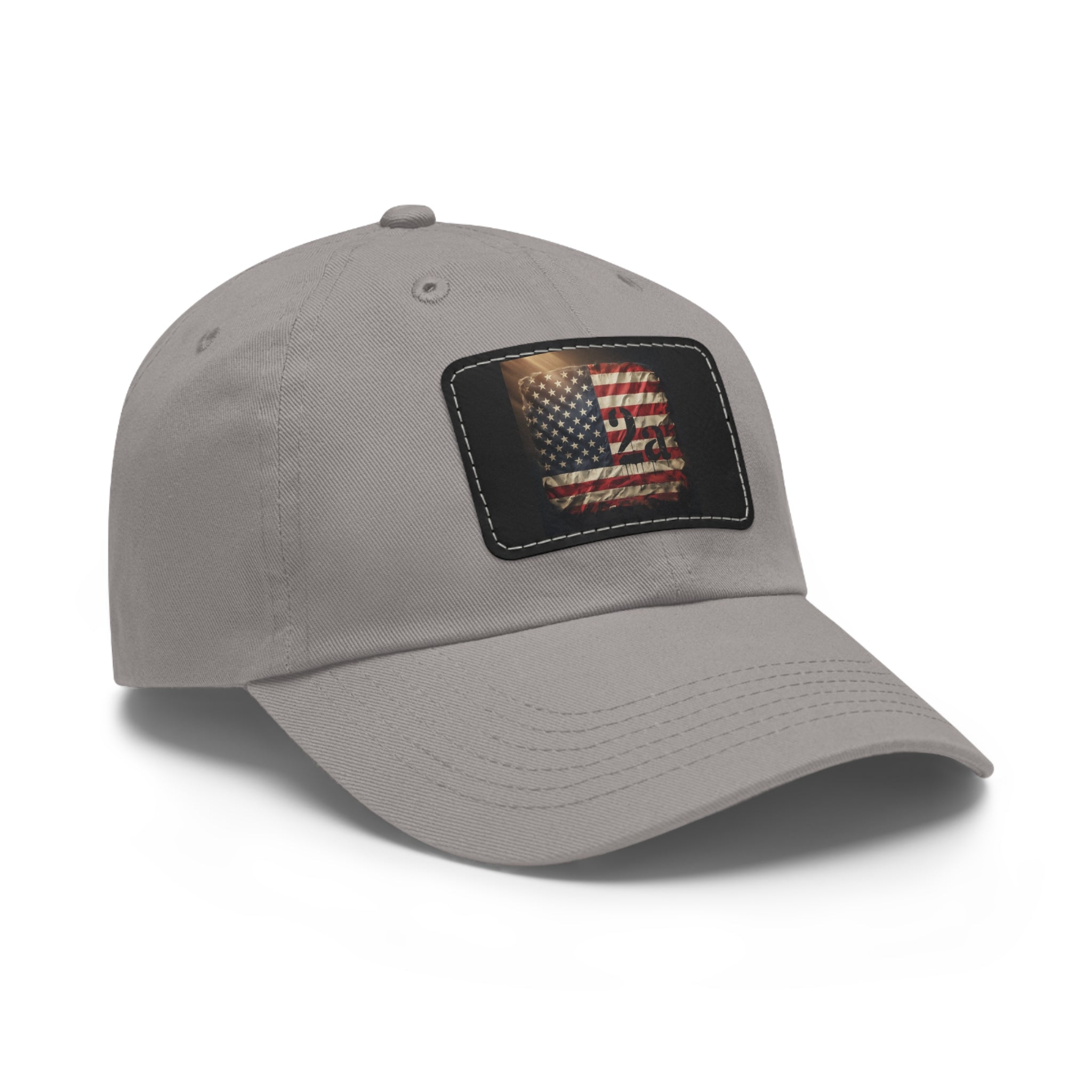 American Flag Leather Patch Dad Hat — Vintage Distressed USA Baseball Cap