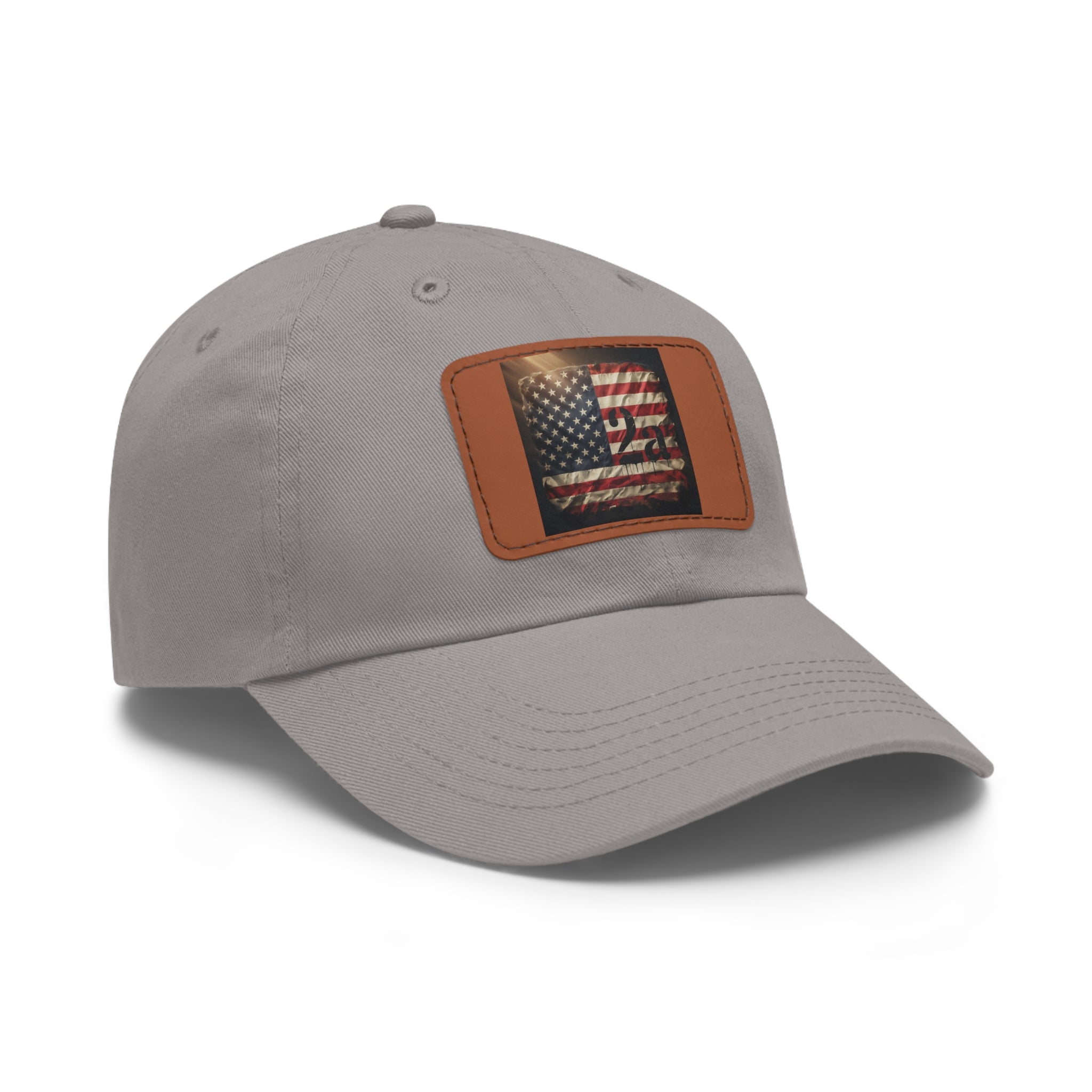 American Flag Leather Patch Dad Hat — Vintage Distressed USA Baseball Cap