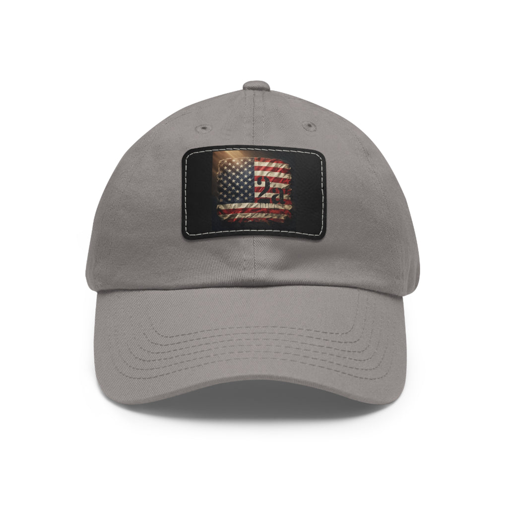 American Flag Leather Patch Dad Hat — Vintage Distressed USA Baseball Cap