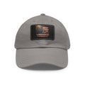American Flag Leather Patch Dad Hat — Vintage Distressed USA Baseball Cap