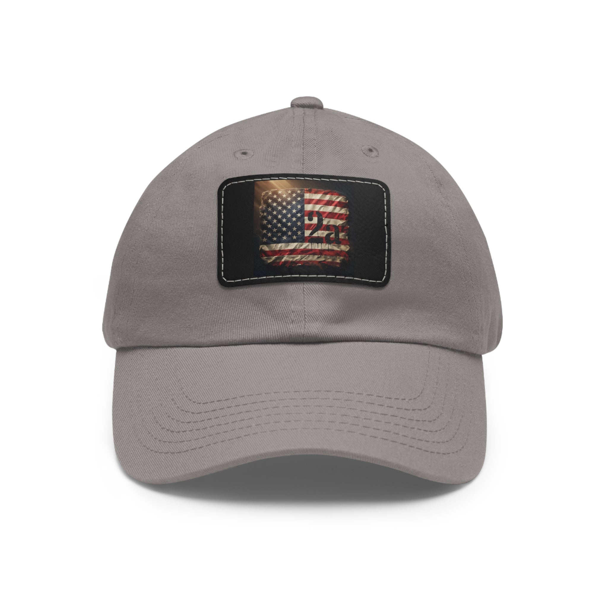 American Flag Leather Patch Dad Hat — Vintage Distressed USA Baseball Cap